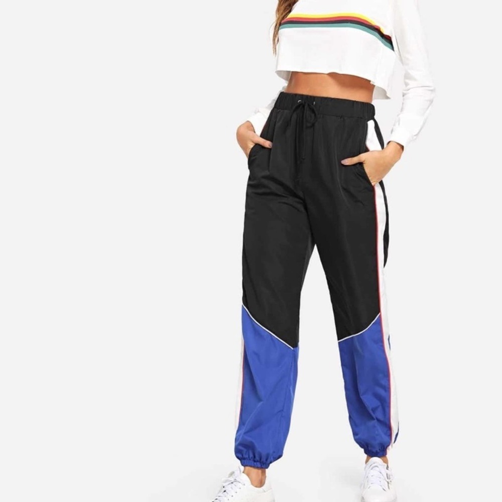 SHEIN‎ Drawstring Waist Color block Pants​​